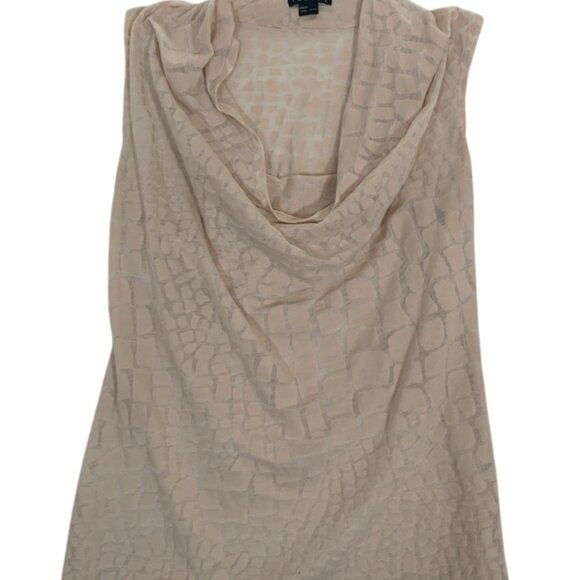 Theory Sleeveless Top Size Small Tall Beige Patterned Cowl Neck - Picture 1 of 3